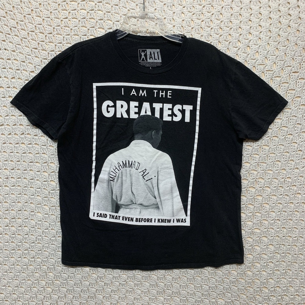 Ali T-Shirt Men Size L  Muhammad Ali Black Short Sleeve‎ Cotton crew Neck